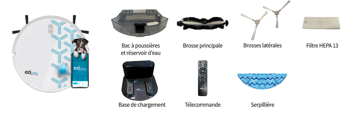 contenu de la boite du robot aspirateur eziclean s250